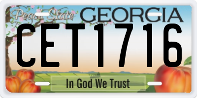 GA license plate CET1716