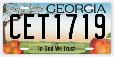 GA license plate CET1719