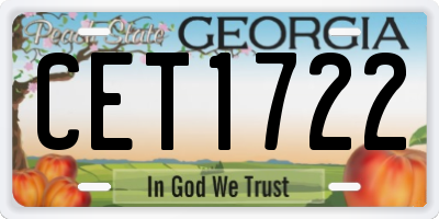 GA license plate CET1722