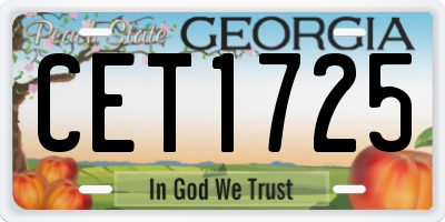 GA license plate CET1725