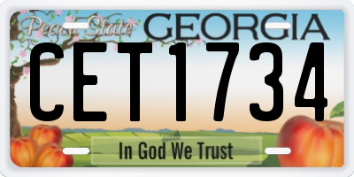 GA license plate CET1734