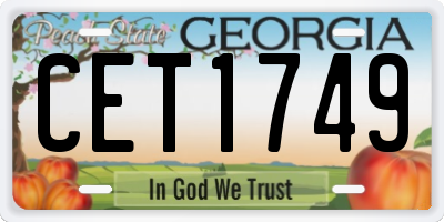 GA license plate CET1749
