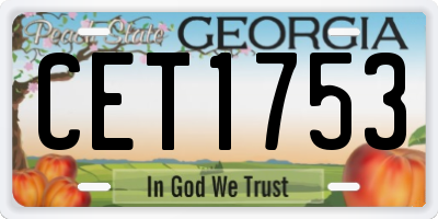 GA license plate CET1753