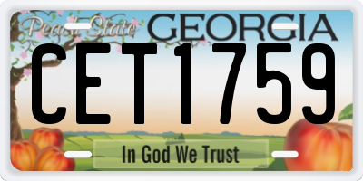 GA license plate CET1759