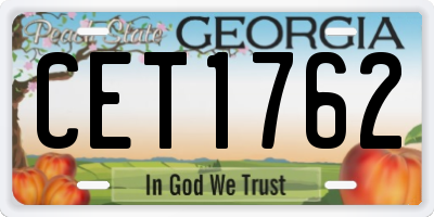 GA license plate CET1762