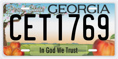 GA license plate CET1769