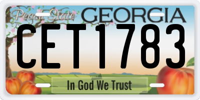 GA license plate CET1783