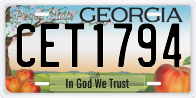 GA license plate CET1794