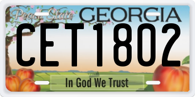GA license plate CET1802