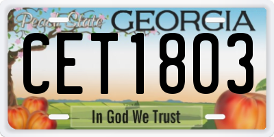 GA license plate CET1803