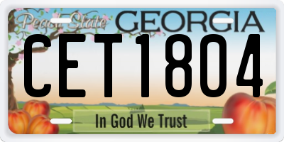 GA license plate CET1804