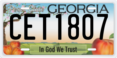 GA license plate CET1807