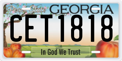 GA license plate CET1818