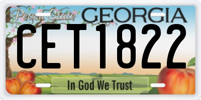 GA license plate CET1822