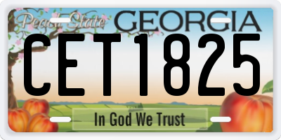 GA license plate CET1825
