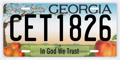 GA license plate CET1826