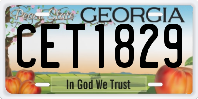 GA license plate CET1829