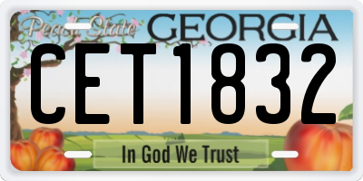 GA license plate CET1832