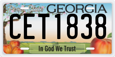 GA license plate CET1838