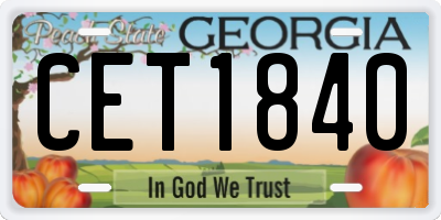 GA license plate CET1840