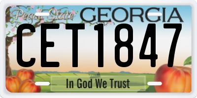 GA license plate CET1847