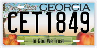 GA license plate CET1849