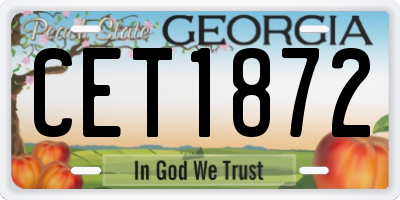 GA license plate CET1872