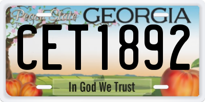 GA license plate CET1892