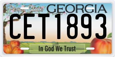 GA license plate CET1893