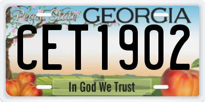 GA license plate CET1902