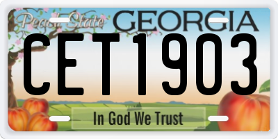 GA license plate CET1903