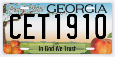 GA license plate CET1910