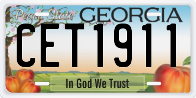 GA license plate CET1911