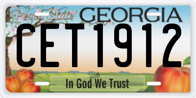 GA license plate CET1912
