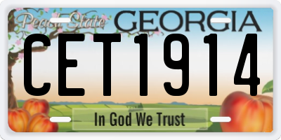 GA license plate CET1914