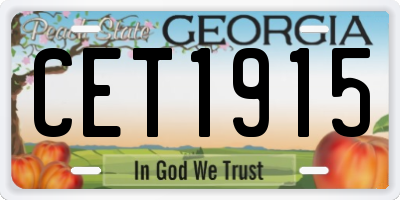 GA license plate CET1915