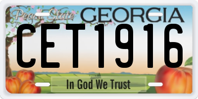 GA license plate CET1916