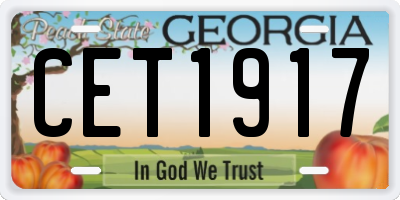 GA license plate CET1917