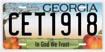 GA license plate CET1918