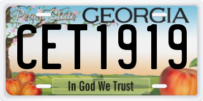 GA license plate CET1919