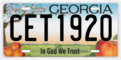 GA license plate CET1920