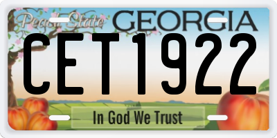GA license plate CET1922