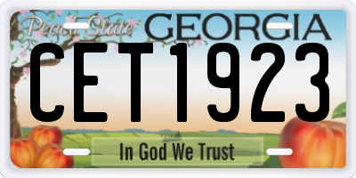 GA license plate CET1923