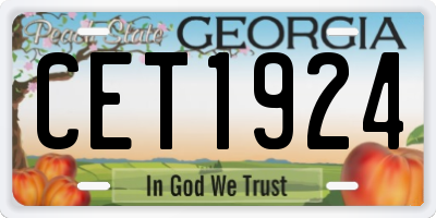 GA license plate CET1924