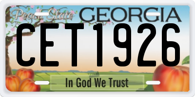 GA license plate CET1926