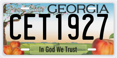 GA license plate CET1927