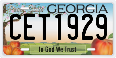 GA license plate CET1929