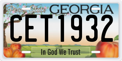 GA license plate CET1932