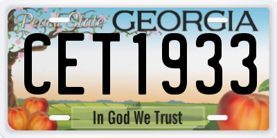 GA license plate CET1933