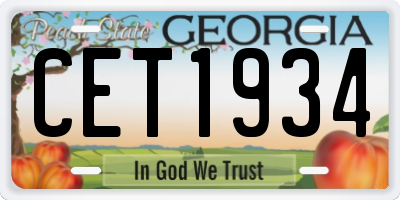 GA license plate CET1934
